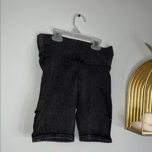 aerie Black Ribbed High-Waist Bike Shorts